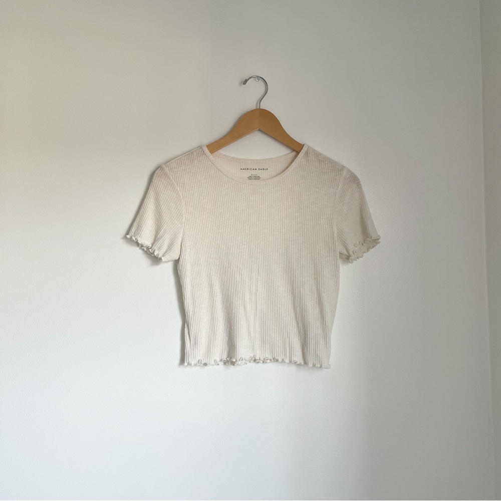 American Eagle Ribbed Crop Tee - Size Medium
